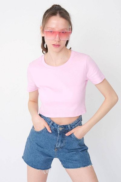 Addax Tricou de bază cu mânecă scurtă cu decolteu rotund P1097-s4