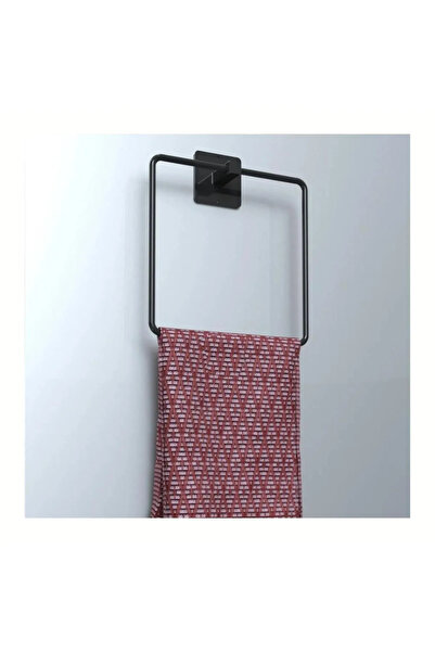 KapKacakAl Αυτοκόλλητη μαύρη κρεμάστρα για πετσέτες θήκη για ρολό πετσετών τουαλέτας Σετ 9 τεμαχίων