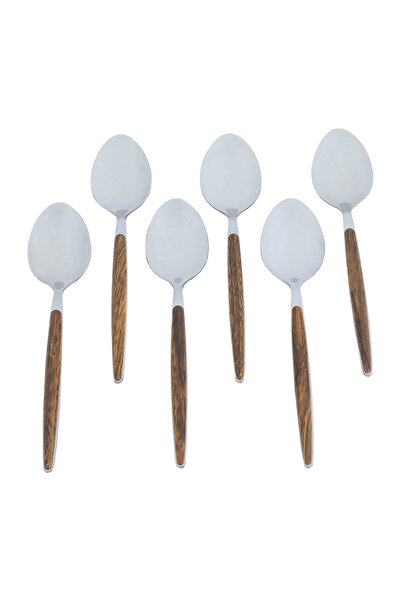 Alsaif Gallery Saif Gallery Stainless Steel Tea Spoons with Wooden Handle, 6 ...