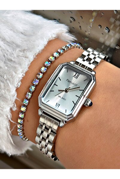 Ferrucci FERRUCCİ KARE GÜMÜŞ METAL KADIN KOL SAATİ