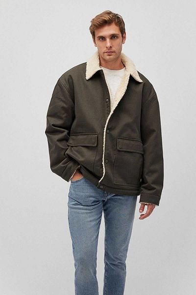 Mavi Χακί ψεύτικη γούνα Λεπτομερές μπουφάν Oversize / Φαρδιά κοπή 0110080 -86764