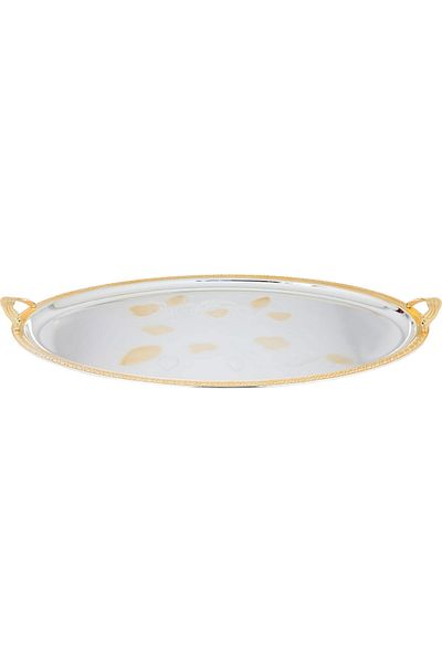 Alsaif Gallery Serving Tray Steel, Al Seif Gallery, Oval - Silver