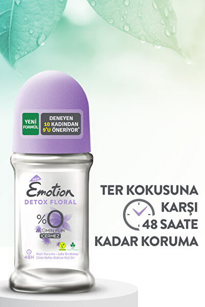 Emotion Detox Floral Kadın Vegan Roll On 3x50 Ml Leke Bırakmaz