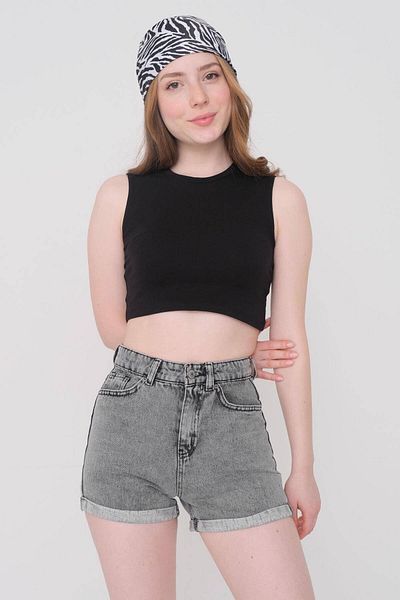 Addax Αμάνικο Crop Tank Top με λαιμόκοψη A1327-w6
