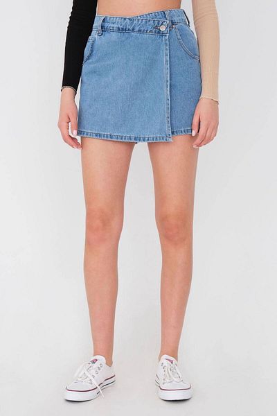 Addax Fustă pantaloni scurti din denim la dublu piept Ş8017-pnm