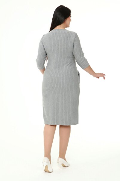 FARBAPLUS Jacquard Pocket Winter Plus Size Dress 2B-1866