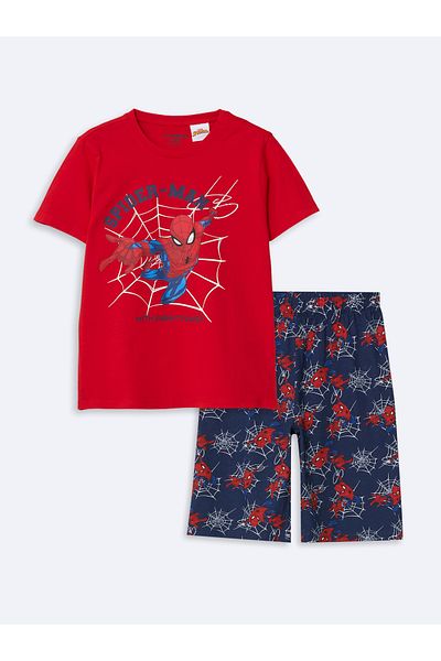 LC Waikiki Crew Neck Spiderman Printed Boys' Shorts Pajama Set