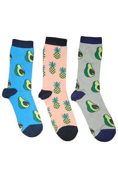 Fanilam 3 Pack Fruit Patterned Cheerful Unisex Bamboo Socks 36-41