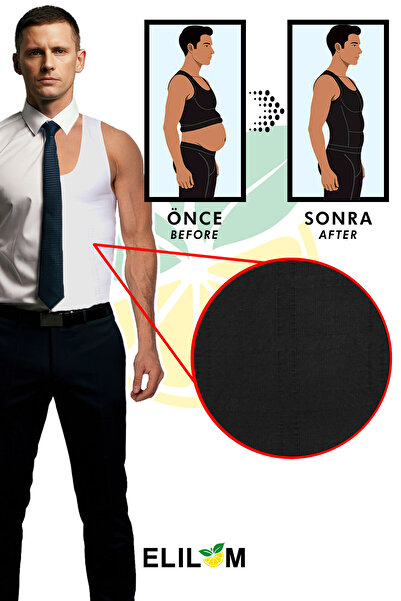 elilom Men's Corset Undershirt - Belly Recovery and Waist Slimming, Upright Posture (Yukka)