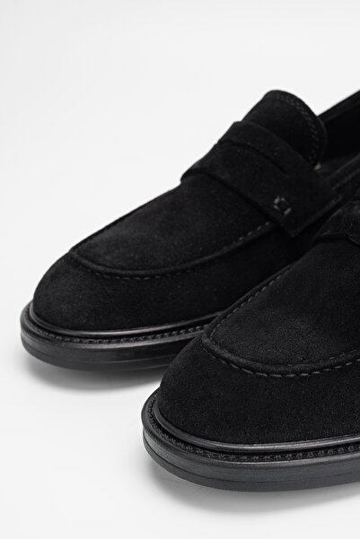 Valmenti Ανδρικά μαύρα σουέτ γνήσια δερμάτινα Loafer παπούτσια Altair