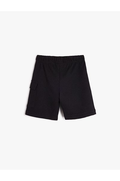 Koton Ribbed Basic Shorts with Elastic Waist, Flap Pocket Detail