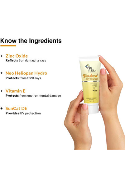 FixDerma جل واقي من الشمس Shadow SPF 50+، حماية واسعة النطاق من الأشعة فوق البنفسجية UVA/UVB، غير دهني، مقاوم للماء، 40 جم