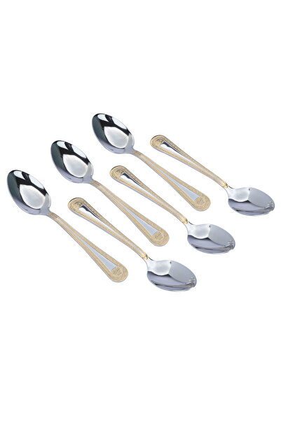 Alsaif Gallery Al Saif Gallery Steel Sweet Spoons Set, 6 Pieces - Silver