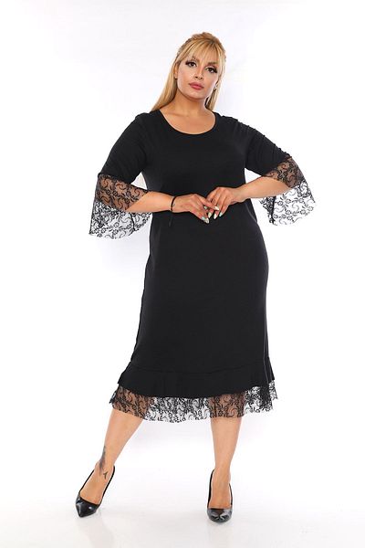 modayız Δαντελένιο γαρνιρισμένο φόρεμα Plus Size 13c-1331