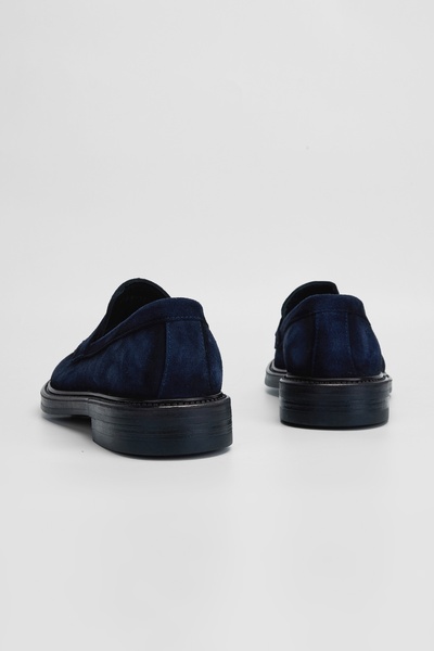 Valmenti Чоловічі темно-сині замшеві туфлі-мокасини з натуральної шкіри