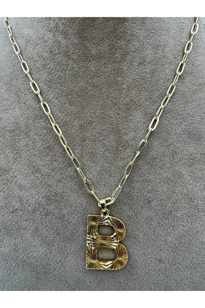 simplicist B Harf Çelik Kolye 50-5 Cm