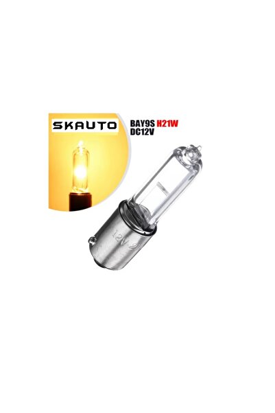 SKAUTO 10 Adet 12v H21w Bay9s 21w Halojen Ampul ( Standart Sarı Işık )