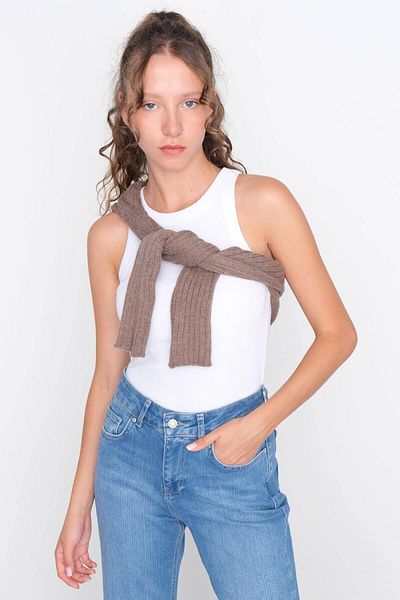 Addax Halter Collar Ribbed Undershirt A13294-L7