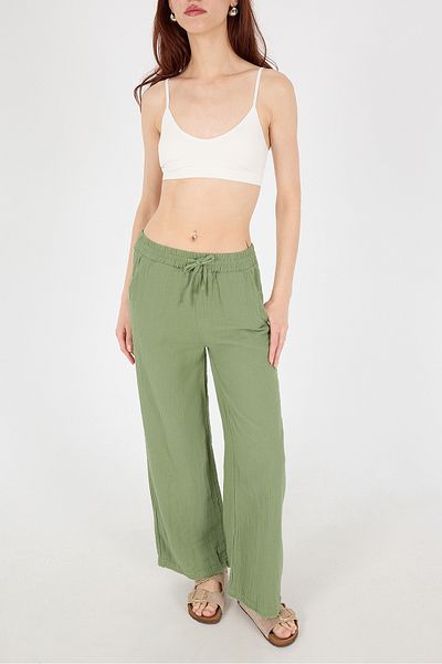Addax PN13473-J8 Model Elastic Waist Wide Leg Trousers