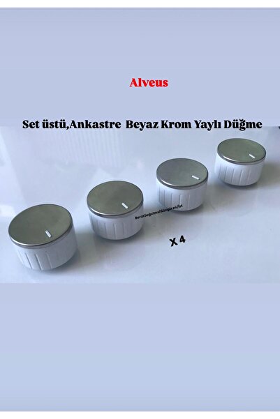Alveus Setüstü Ankastre Ocak Düğmesi Beyaz Yaylı  Paslanmaz Düğme Takimi Seti