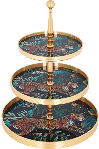 Alsaif Gallery SteelAl Saif Gallery cake serving stand, circular, tiger patte...
