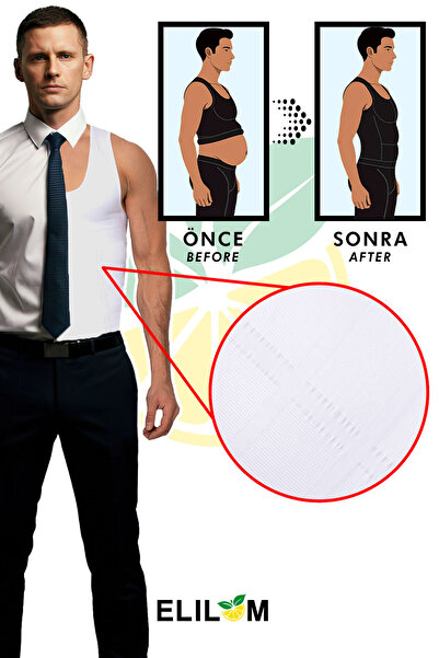 elilom Men's Corset Undershirt - Belly Recovery and Waist Slimming, Upright Posture (Yukka)