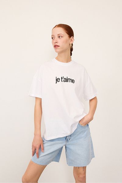 Addax Je t'Aime Short Sleeve Text T-Shirt - P13718-N9