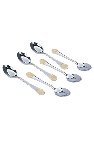 Alsaif Gallery Al Saif Gallery Steel Sweet Spoons Set, 6 Pieces - Silver