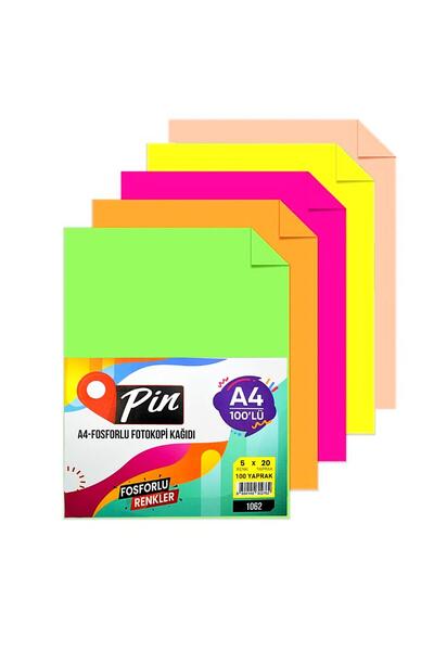 Pin A4 Renkli Fotokopi Kağıdı Neon Renkler 5 Renk 100 Lü (PİN-1062)