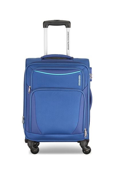American Tourister PORTLAND Soft Spinner Trolley Luggage CABIN 55cm BLUE