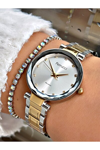 Ferrucci Ferrucci̇ Cut Glass Gold Metal Woman Wristwatch