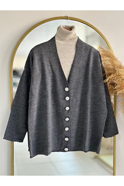 Ebrar Store Home's 7 Anthracite Daisy Cardigan with Buttons, Zi6183