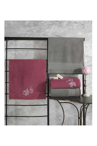 Cotton Box Πολύχρωμο 4 τεμάχια (ΠΕΤΣΑ ΜΠΑΝΙΟΥ ΜΕΓΑΛΟ ΜΕΓΕΘΟΣ) Σετ πετσετών του μπάνιου-γκρι Κ.ροζ