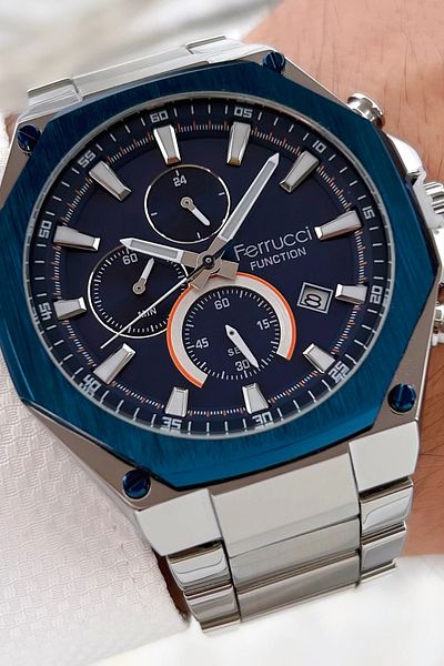 Ferrucci Steel Cord Function Silver-blue New Season Men's Wristwatch Sdfer075