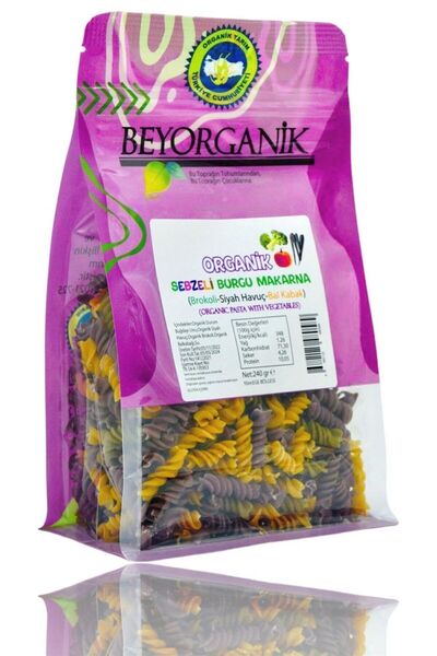 BEYORGANİK Organik Sebzeli Burgu Makarna %15 Sebzeli 240gr (AFLATOKSİN VE PESTİSİT ANALİZLİ)
