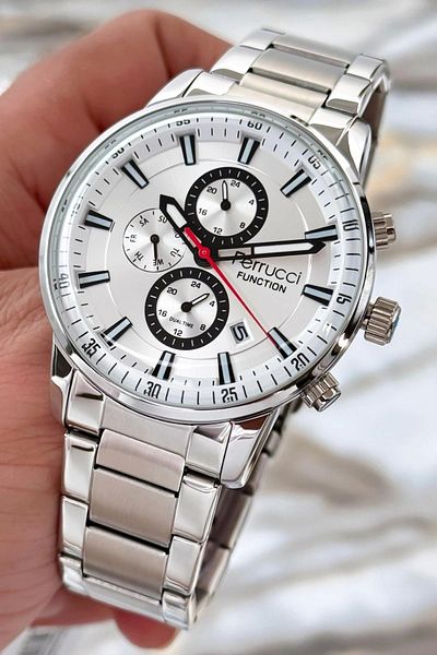 Ferrucci Function Men Wrist Watch Silver Steel Band 3Atm Water Resistant Sdfer091