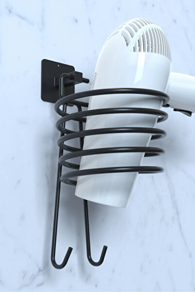 KapKacakAl Μαύρο σετ μπάνιου 7 τεμαχίων - Αυτοκόλλητη, μακριά πετσέτα και θήκη για χαρτί υγείας