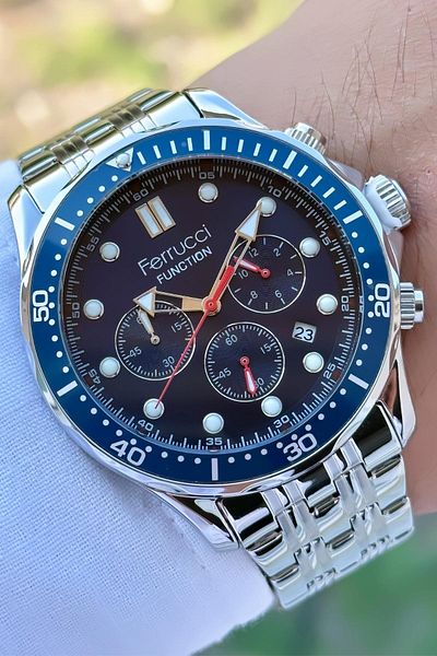 Ferrucci Function Men's Wristwatch Steel Strap Steel Case 3 Atm Water Resistance