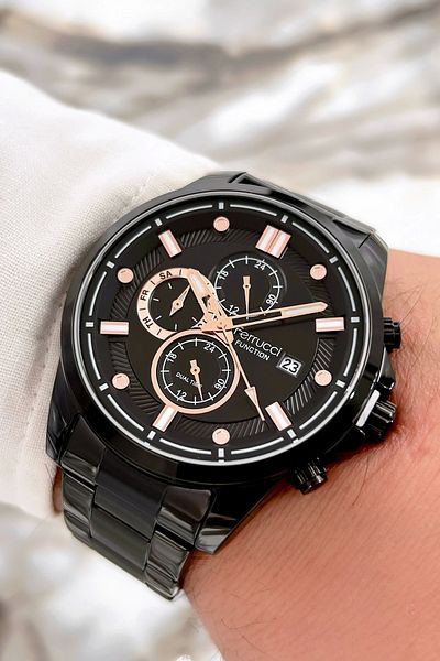 Ferrucci New Season Steel Cord Function Men's Wristwatch Black Sdfer071
