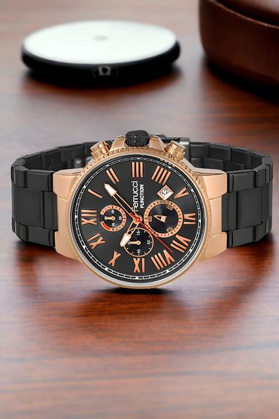 Ferrucci Function Men's Wrist Watch Black-Rose Color Fc.12669Tm.01 Bracelet Gift Sdfer120