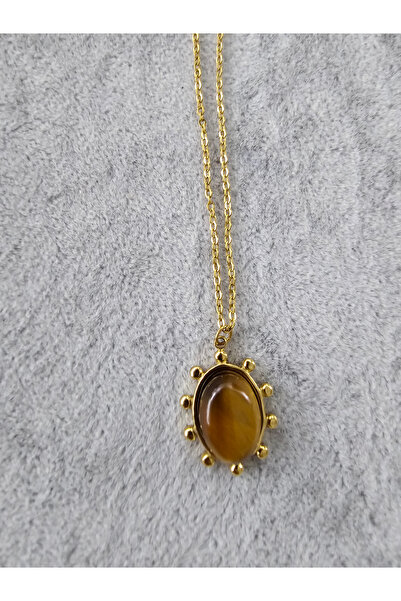 SiestaAccessories Kahverengi Taşlı Vintage Kolye