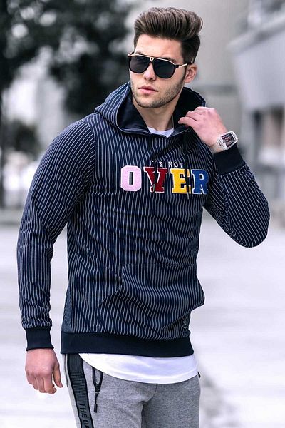 Madmext Marineblaues Herren-Sweatshirt mit Kapuze - 2788