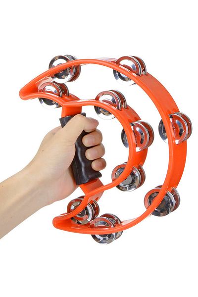 Midex Tf-26Or Double Row 10 Bells Orange Tambourine (with Hand Grip Parts)
