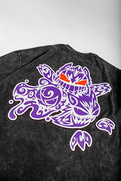 Sekizbiraltı y2K Gengar Printed Washed Oversize Unisex Tshirt