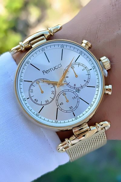 Ferrucci Men's Wristwatch with Calendar Steel Cord 3 Atm Water Resistant Bracelet Gift