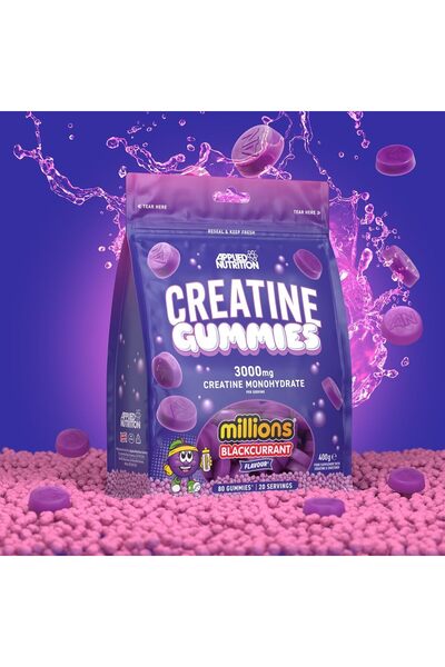 applied nutrition Creatine Gummies 3000mg - 80 Chewable Vegan Gummies (Blackcurrant Millions)