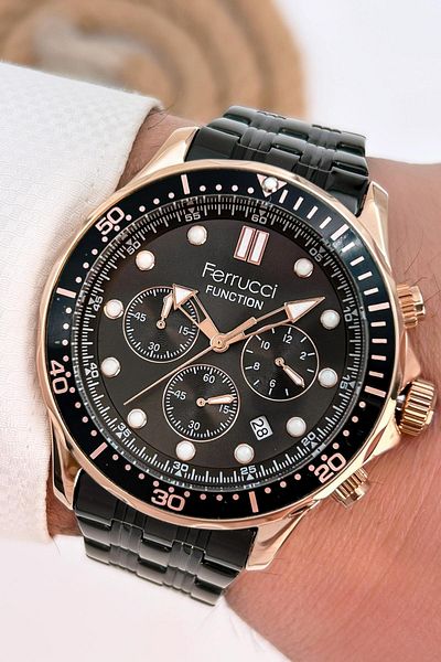 Ferrucci Function Men's Wristwatch Steel Strap Steel Case 3 Atm Water Resistance