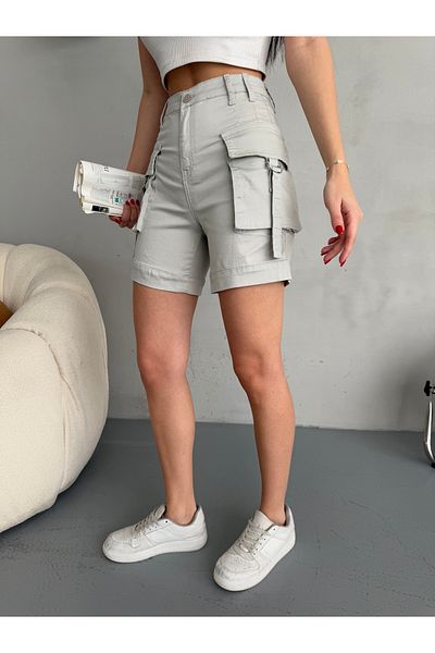 alanora Flexible High Waist Women's Shorts - Cotton/lycra, Cargo Pocket, Buckle Detail