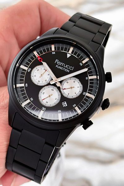 Ferrucci Men's Watch - Steel Band, 3Atm Water Resistant, Black Sdfer085