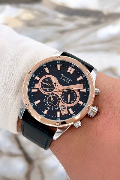 Ferrucci Function Navy Blue Leather Cord Men's Wristwatch 3 Atm Water Resistant Sdfer067